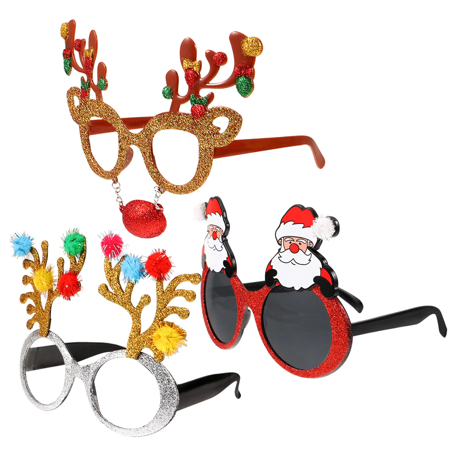 

3 Pcs Party Glasses Antlers Christmas Decorations Men and Women for Reindeer Prom