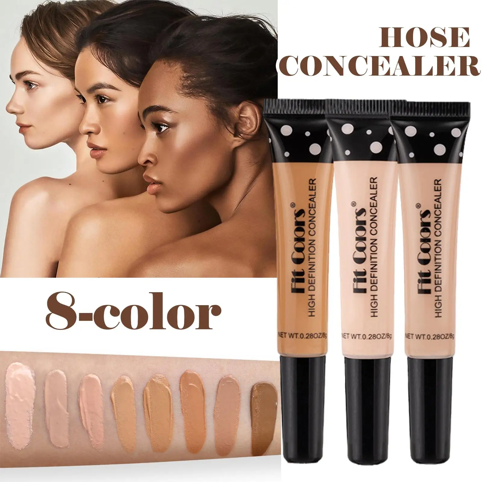 Correcteur de contour du visage liquide imperméable, couverture complète, fond de teint, palette de base, maquillage professionnel pour peau foncée