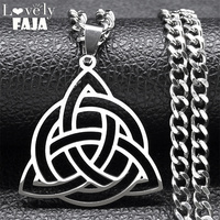 Witch Celtic Knot Triquetra Trinity Hollow Necklace Women Stainless Steel Men Amulet Necklaces Jewelry nudo de bruja N3217S03