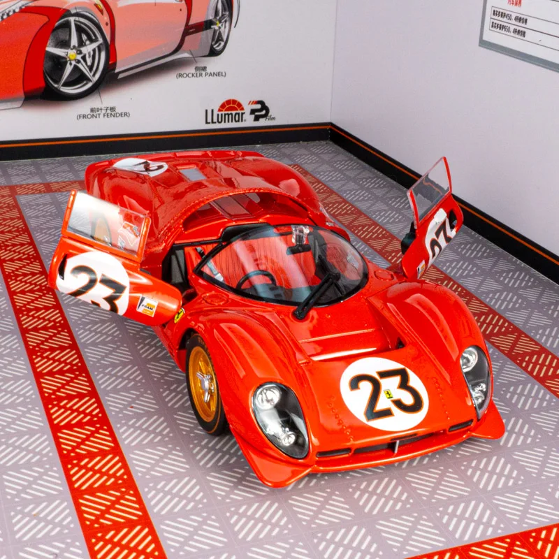 

Bburago 1:24 Ferrari 330 P4 Daytona 1967 alloy racing model car ornaments collection door can be opened