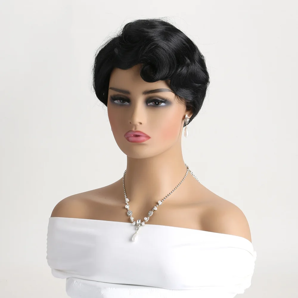 European and American Wigs, Women's Retro Short Curly Hair, Multicolor Synthetic Fiber Wigs, Short Hair Headpieces for Women