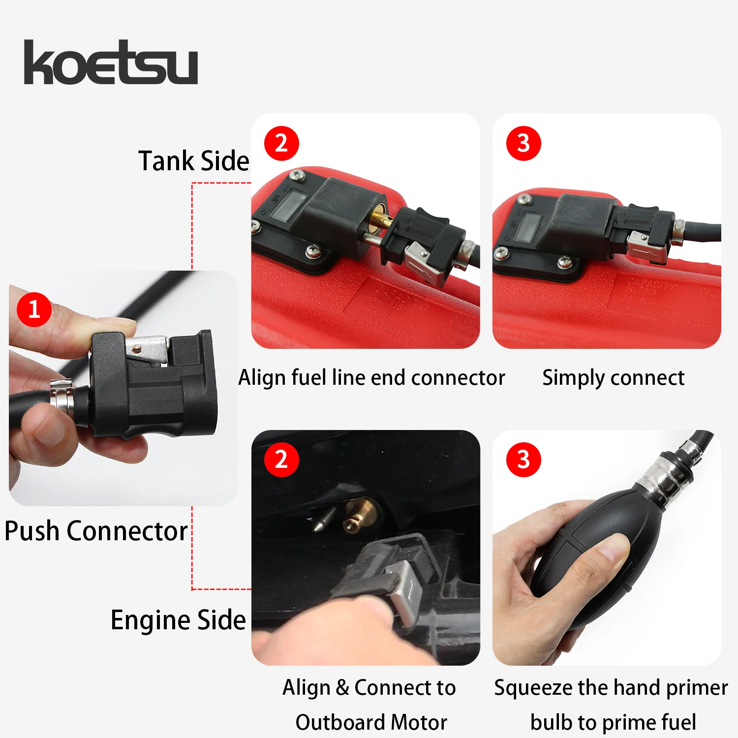 KOETSU 2.2m ID 6mm Outboard Fuel Line, External Fuel Hose with Push Connectors for Marine Outboard Motor Fuel Tank view 4