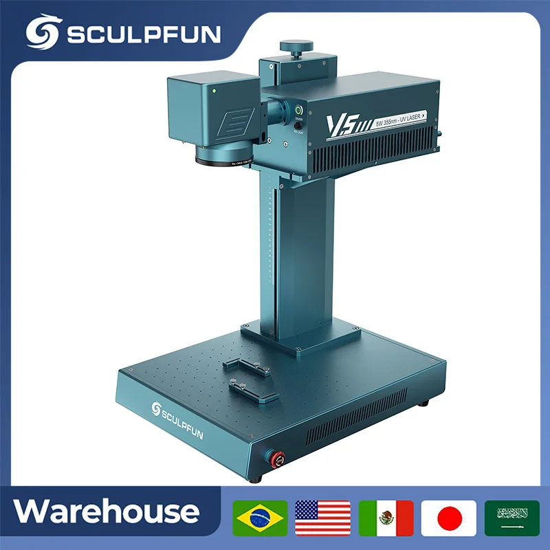 SCULPFUN V5 UV Laser Engraver 5W With 2 Optional Field Lens 150mm/70mm Support Electric Lifting Compatible with LightBurn For Almost All Materials