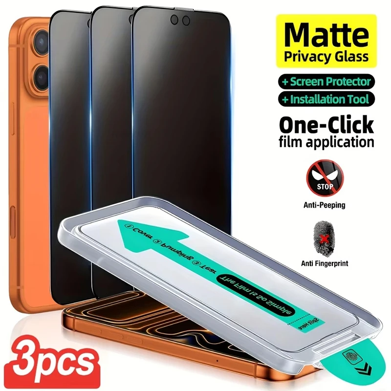 

Matte Privacy Tempered Glass For iPhone 17 16 16e 13 11 14 12 15 Pro Max Plus 17Air X XR XS Dust Free Install Screen Protector