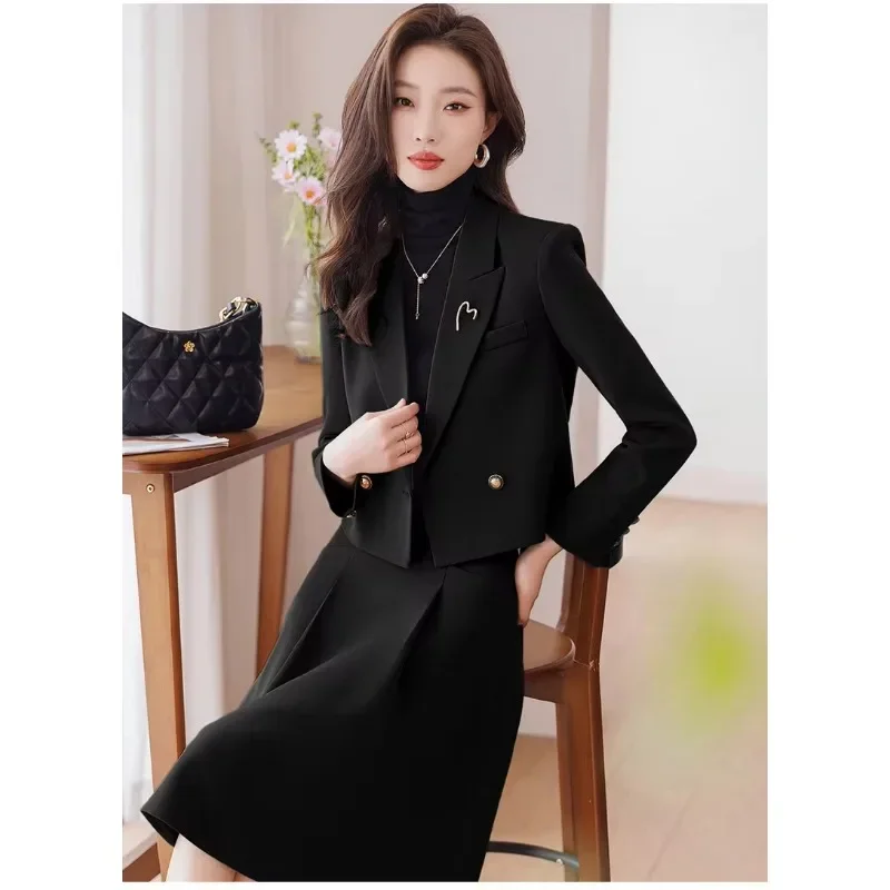 Unxx high-end sentido feminino jaqueta saia ternos 2024 primavera outono elegante socialite senhora mangas compridas blazer + saia conjunto de duas peças