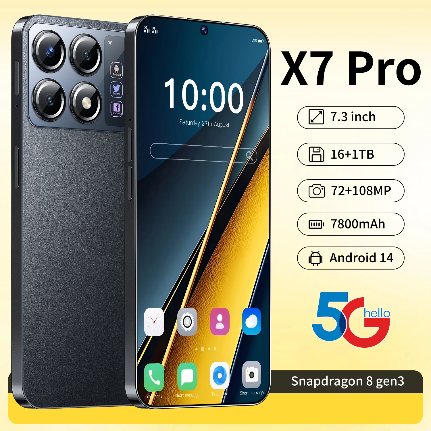 

New model X7 Pro 2025 original intelligent 5G dual card dual standby Android 14 system global version 7800mAh battery