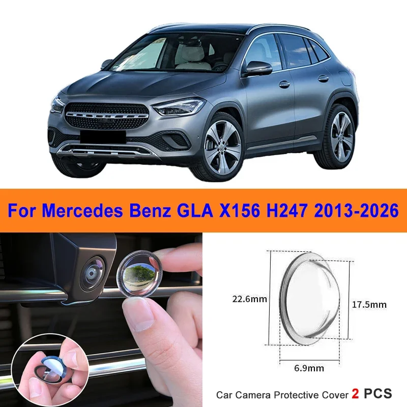 

360 Reverse Image Car Camera Cover Anti-Scratch PC Lens Protector Stickers For Mercedes Benz GLA X156 H247 2013-2026 2Pcs