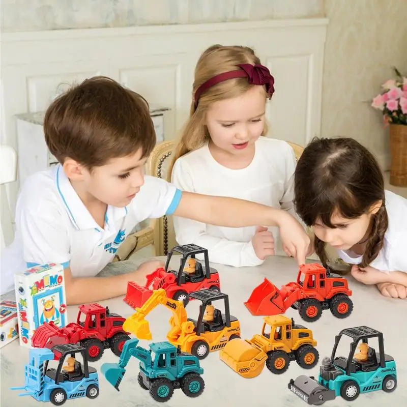 Pull Back Friction Powered Toys Cute Plastic Engineering Educational Vehicle Push And Go Car Toys Birthday Gift For Kids