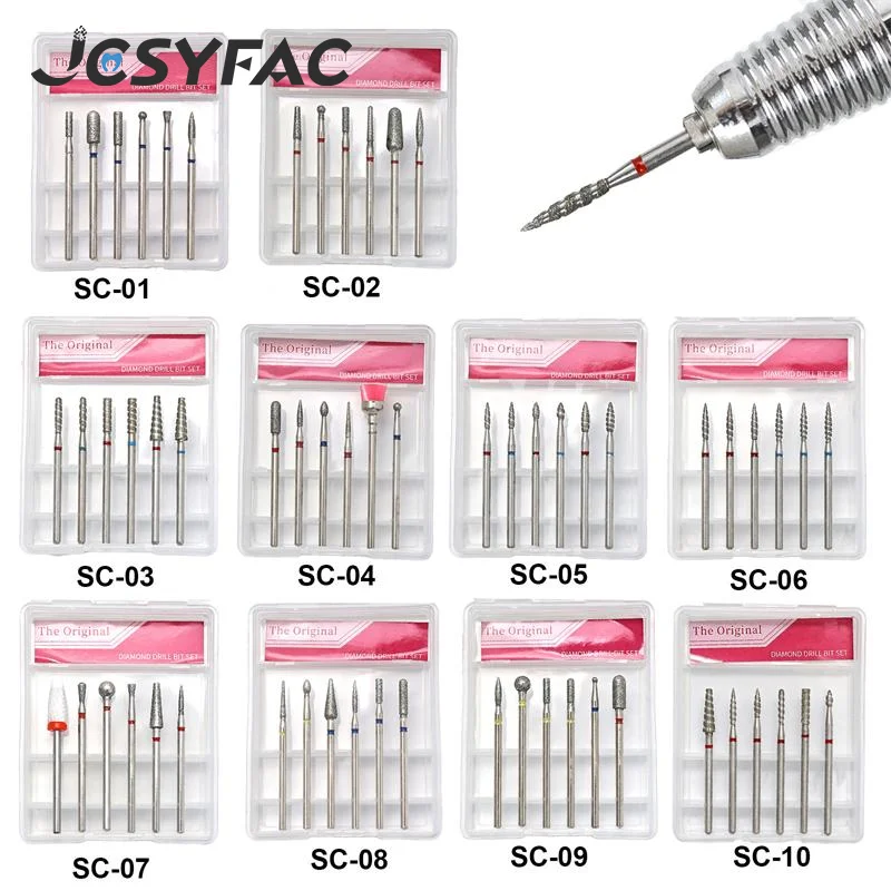 6 قطعة مسمار مخروط تلميح الماس لقمة ثقب بشرة كهربائية نظيفة الروتاري مانيكير مسمار لقمة ثقب باديكير رأس مطحنة ساندر أدوات