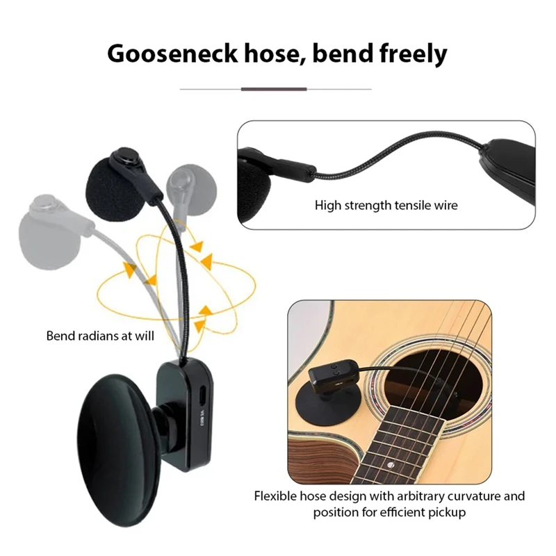 Mikrofon Instrumen nirkabel 2.4G, penerima dengan cangkir isap dapat dilepas untuk biola Cello speaker harmonika mikrofon