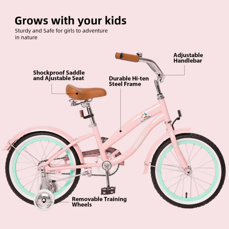 AQACEGER Beach Cruiser Bike for 5-13 Years Old,16