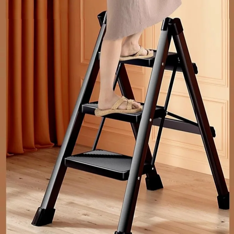 Multifunctional telescopic small storage ladder thickened folding indoor staircase tool box