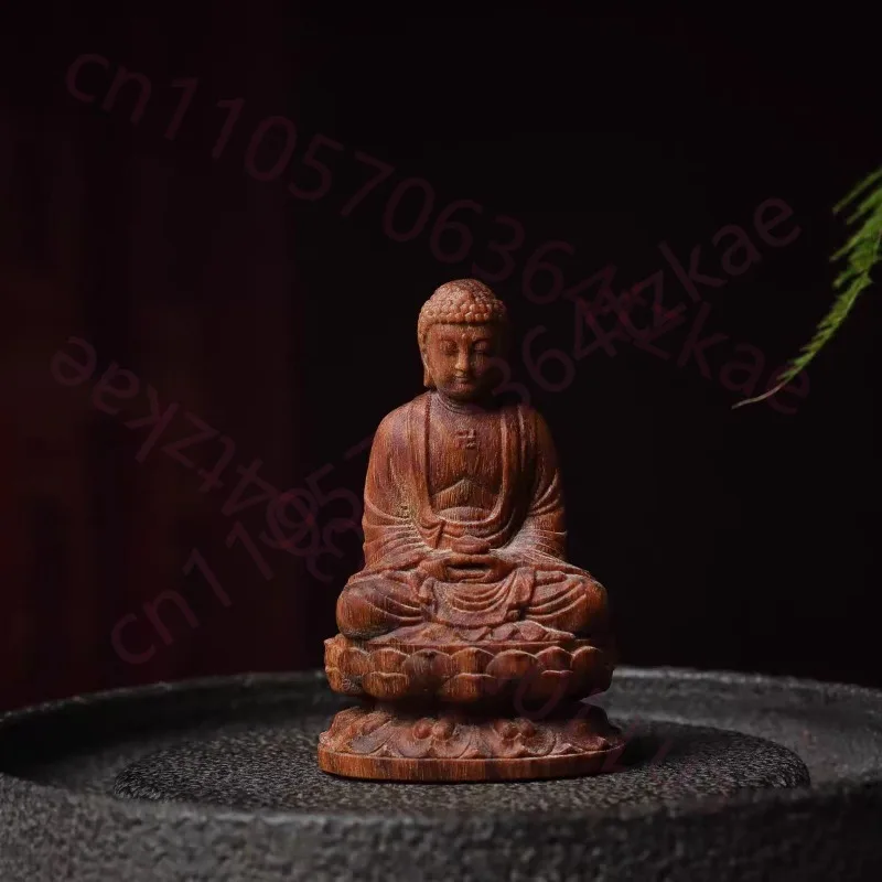 

Статуэтка Будды Шакьямуни из агарового дерева ручной работы — 3,15 дюйма, на троне-лотосе, для домашнего декора