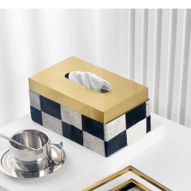 Leather Tissue Box Metal Lids Paper Towel Napkin Holders Simple Home Desktop Extractable Type Toilet Boxes