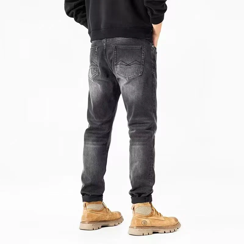 

Y2K Дизайнерские модные мужские джинсы Высокое качество Ретро Черные Серые эластичные прямые рваные джинсы Мужские винтажные джинсовые брюки Hombre
