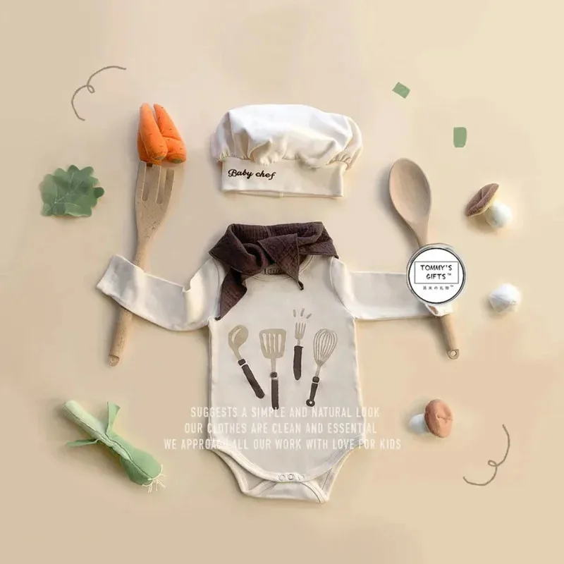 بدلة رومبير قصيرة طويلة للشيف كوك للأطفال البنات والأولاد والرضع للتصوير الفوتوغرافي وحفلات أعياد الميلاد 0-24 شهرًا EZc؛ 3.k'6;d