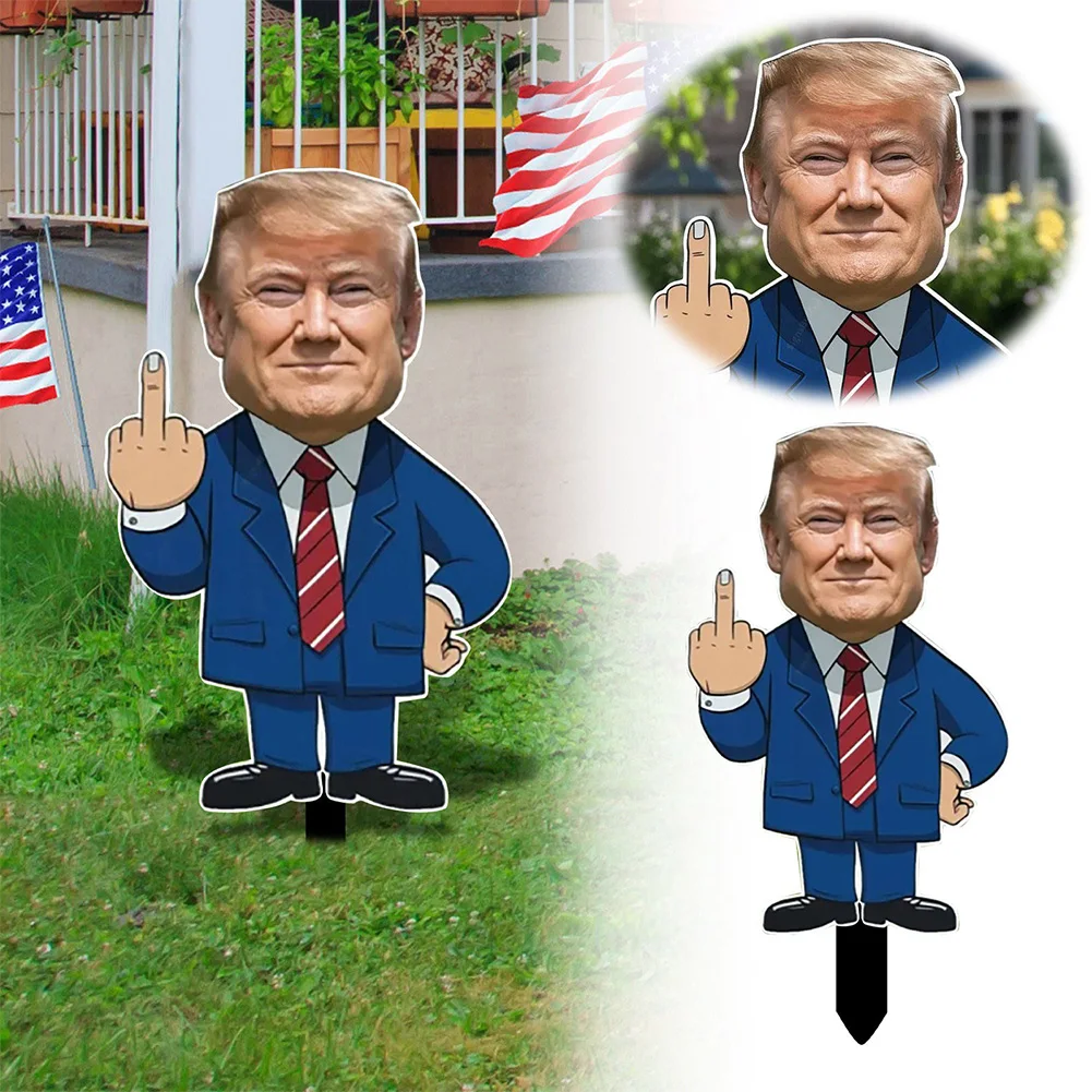 12x6 Inch Trump Yard Sign Trump 2024 Yard Sign Trump Middle Finger Yard Sign for Indoor Outdoor Lawn Garden Window