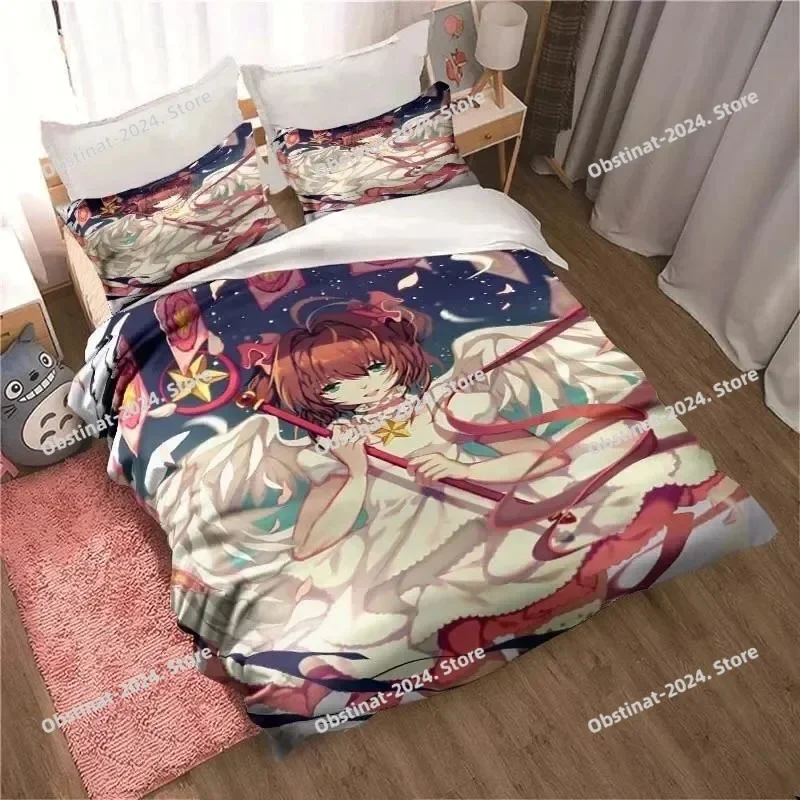 

Anime Cardcaptor Sakura Printed Bed Set Duvet Cover Pillowcase Bedding Set Bed Linen Sheet Quilt Cover Full Queen King Size
