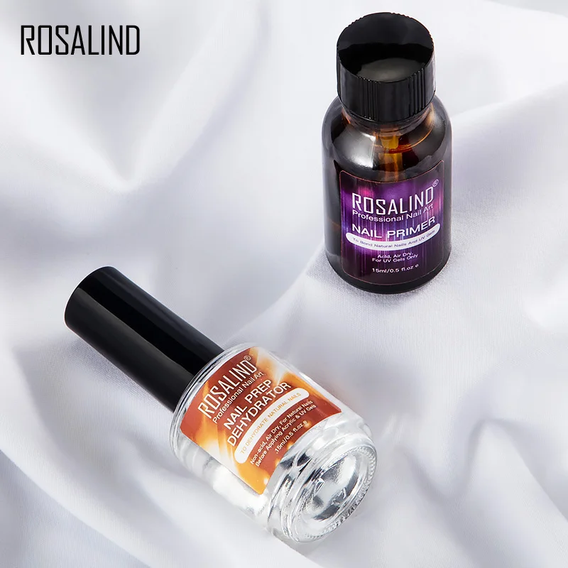 ROSALIND 15ml Nail-Primer Nail Prep Dehydrator For Gel Nail Polish Free Grinding Nail Art Base To Matt Coat Hybrid Varnishes