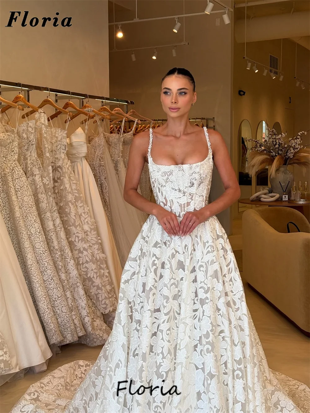 Elegante Spaghetti-trägern Abendkleider A-linie Dubai Spitze Perlen Hochzeit Party Kleider Prom Kleid Vestidos De Noche Angepasst