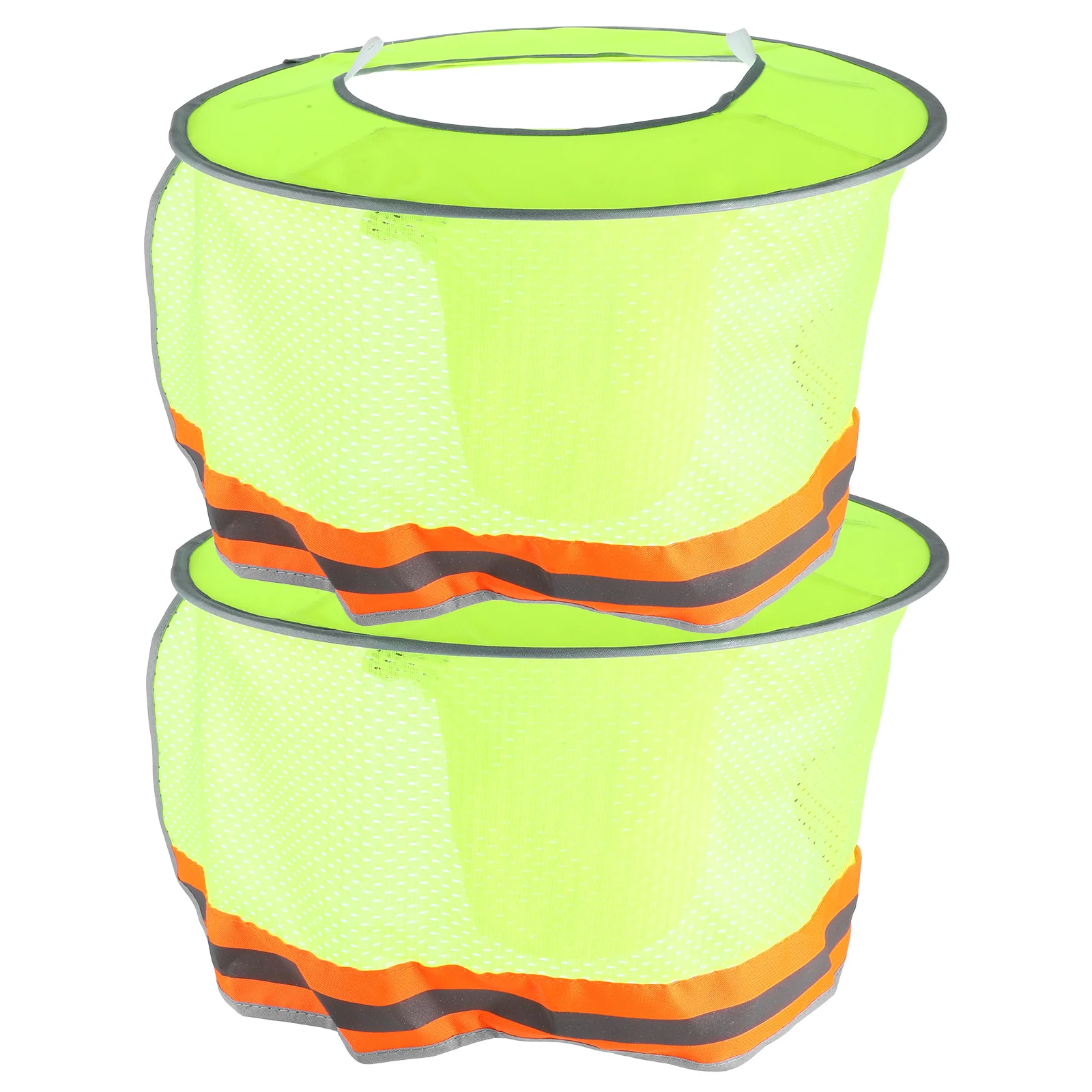 

2Pcs High Visibility Reflective Full Brim Sunshade Mesh Neck Face Protector Portable Durable Outdoor Safety