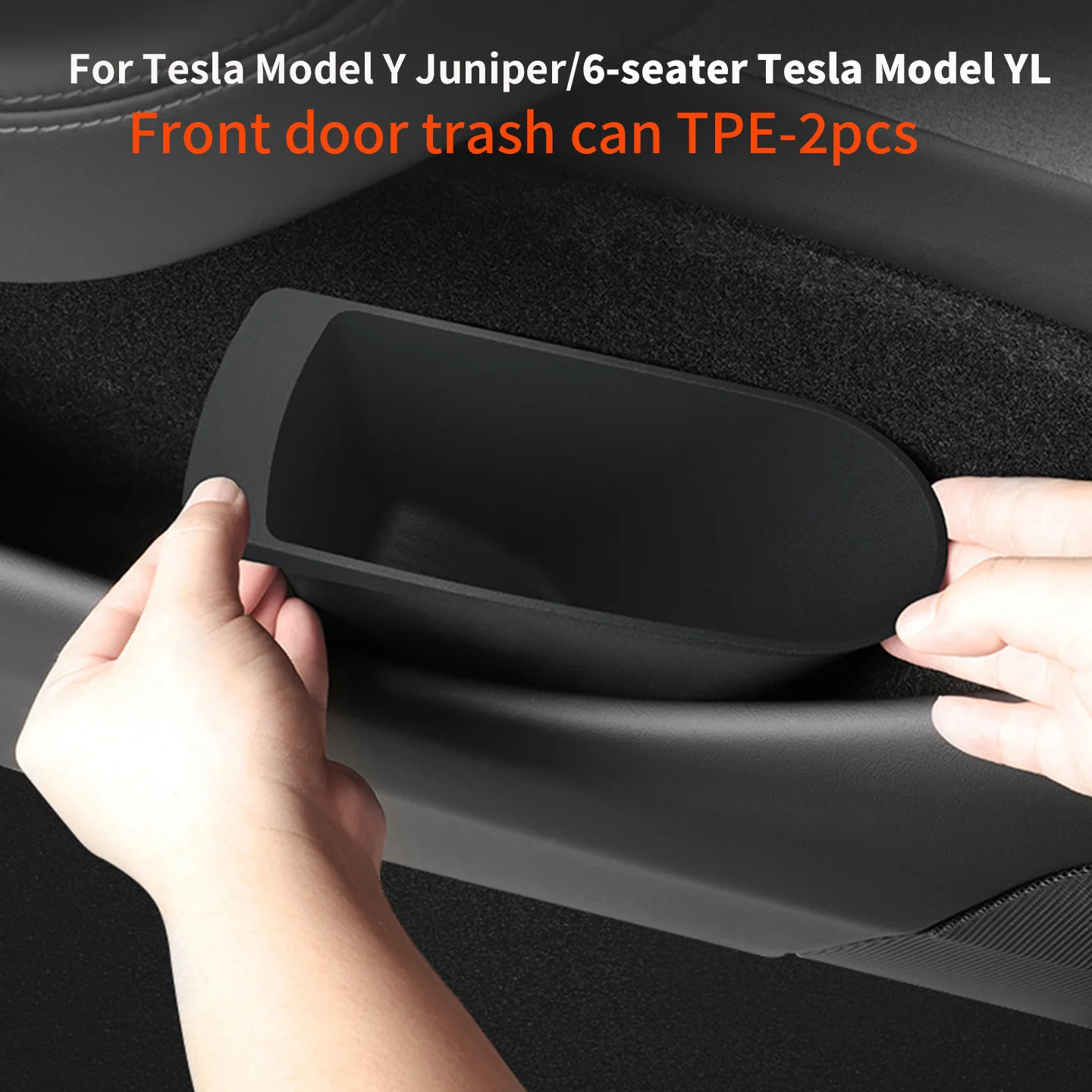 For Tesla Model Y Juniper/6-seater Tesla Model YL Front Door Garbage Bin, Front Door Bottom Storage Box, 2pcs