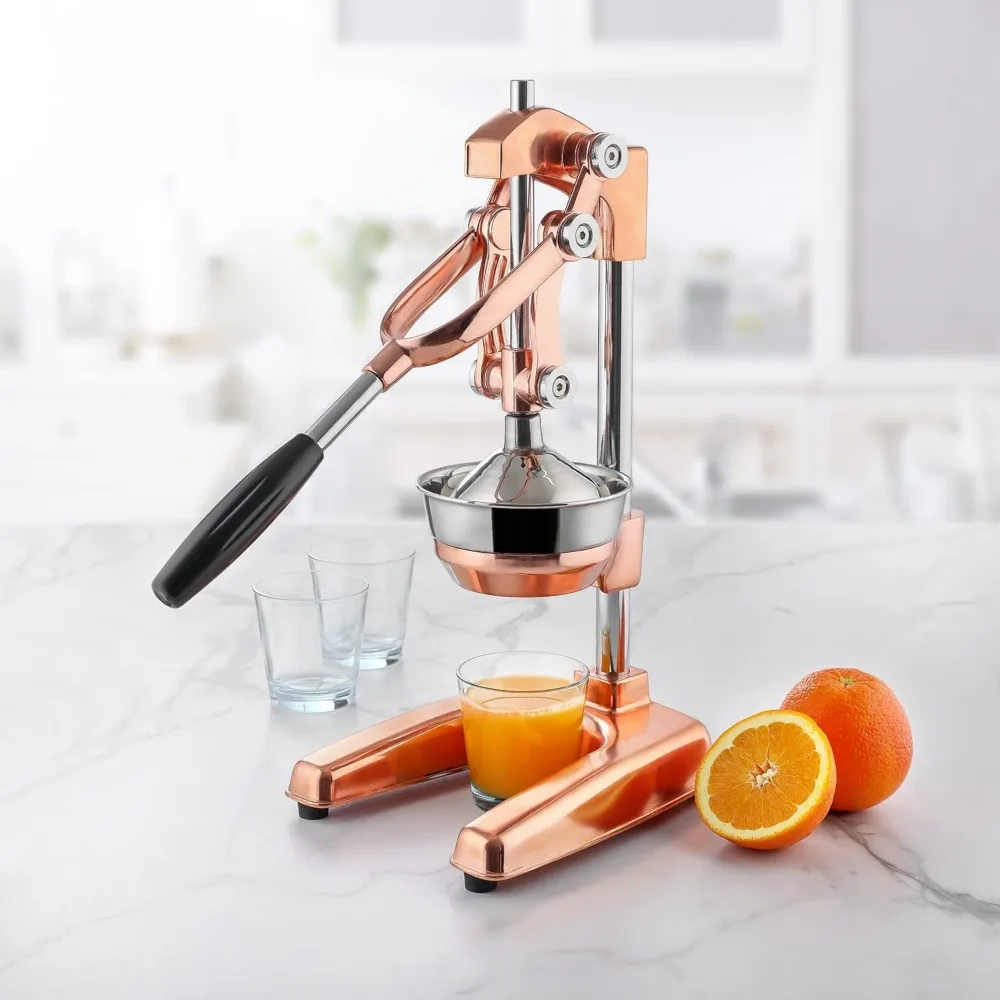 Professional Citrus Juicer   - Extra Tall Heavy Duty Manual Orange Juicer and Lime Squeezer Press Stand - Rose Gold