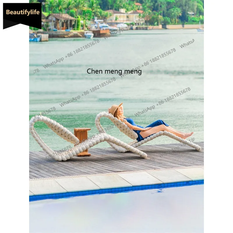 A139 Outdoor bed rattan courtyard villa outdoor hotel B & B open-air rain and sun protection furniture