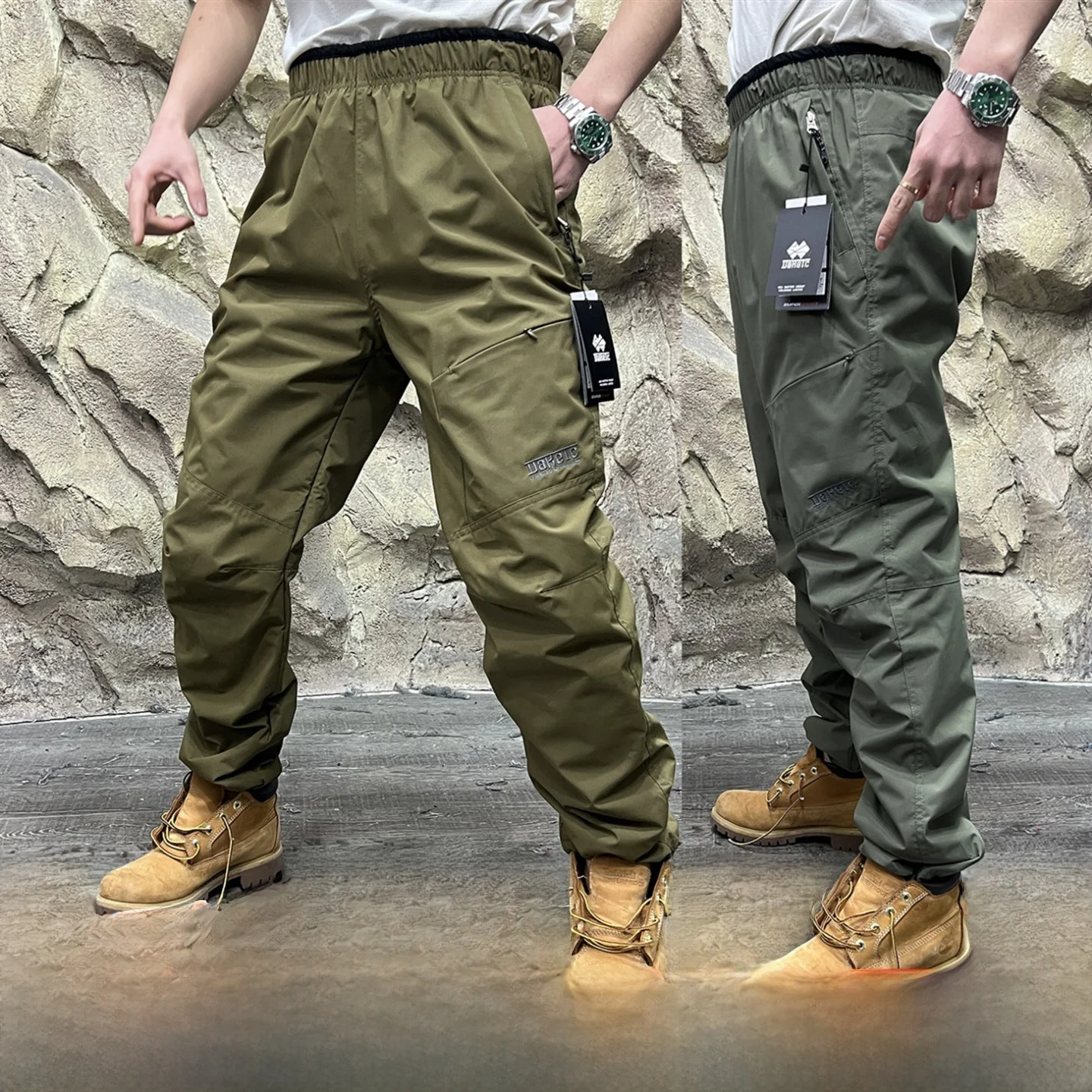 

Winter Thiened Fce Lined Waterproof Straight Leg Pants Men's Casual Trousers Windproof Outdoor Sle Inner Dstring