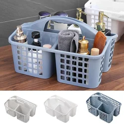 Plastic Shower Caddy Basket with Compartments, Portable Cleaning Supply Storage Organizer with Handle for College Dorm Bathroom