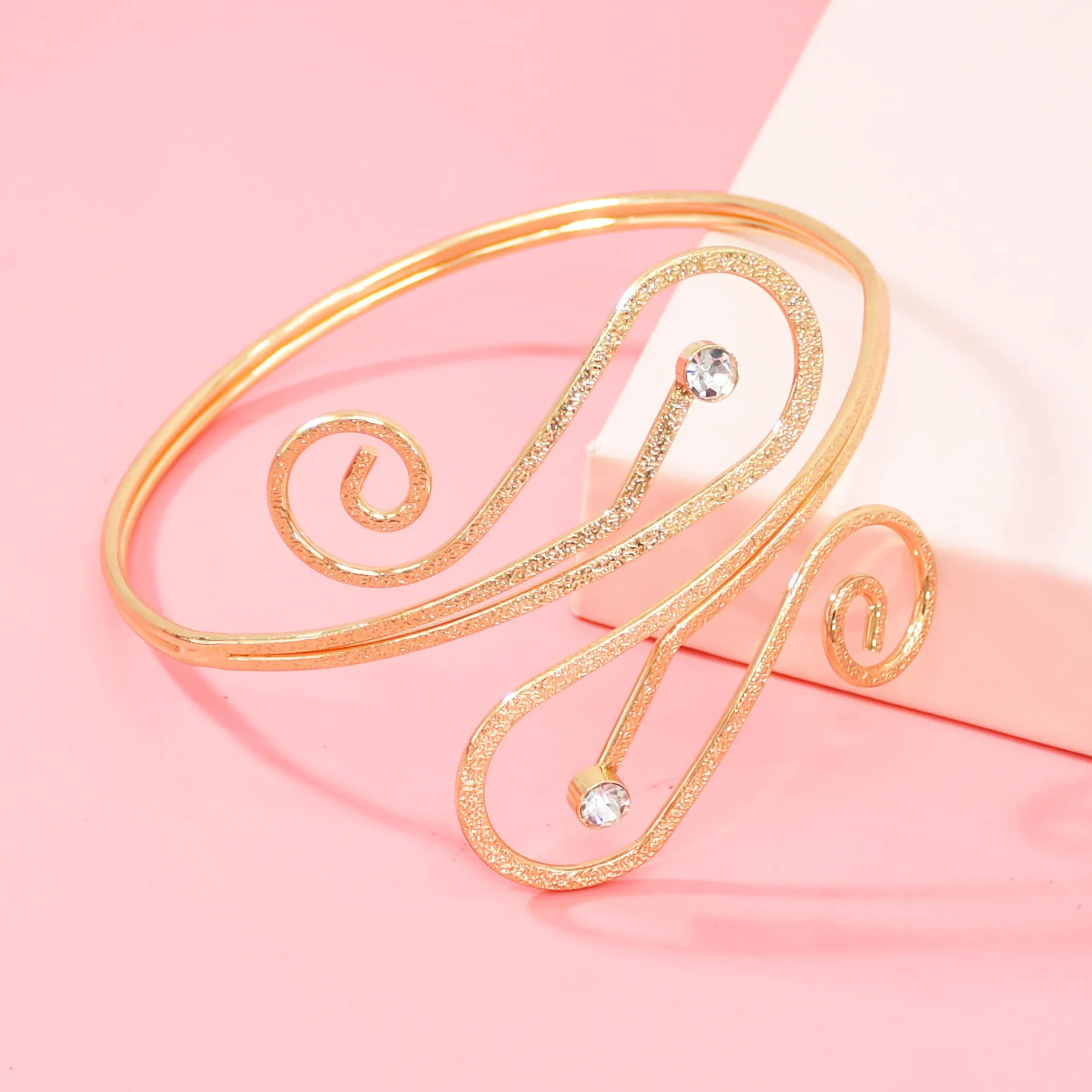 Gold Color Vortex Open Bangles Cuff Bracelet For Women Swirl Charm Armlet Greek Goddess Arm Bracelets Female Jewelry Accessories