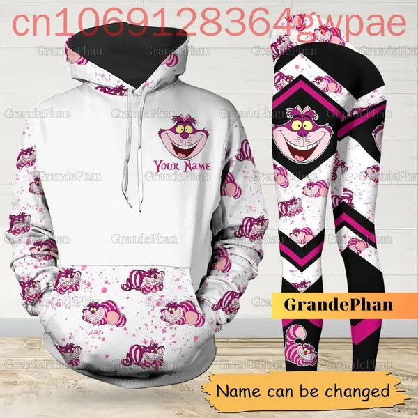 

Толстовка с 3D принтом Чеширского кота, женский комплект с капюшоном, штаны для йоги, спортивные штаны, женские леггинсы с капюшоном для йоги Disney, модный спортивный костюм