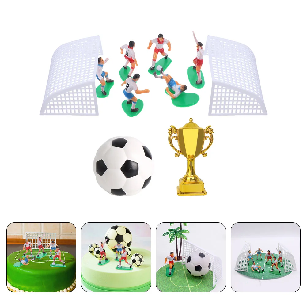 Top Hat Cake Decoration Foosball Football Player Toppers Plastic Soccer Goal Decors