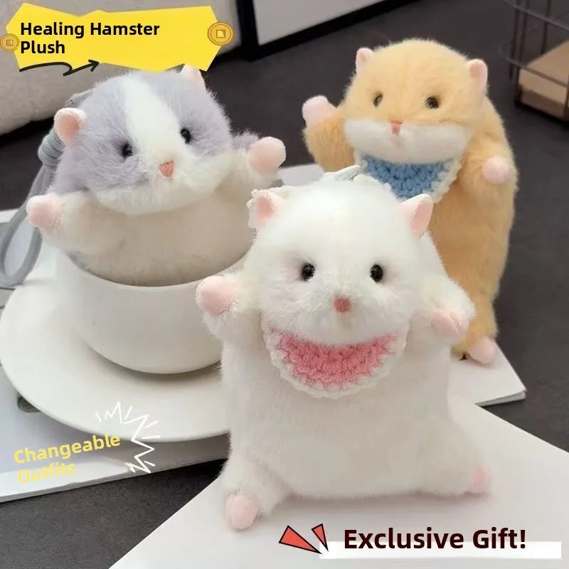 Adorable Plush Hamster Doll Squeezable Mouse Toy Soft Cute Bag Charm Stress Relief Gift Creative Gift Keychain Cartoon Series
