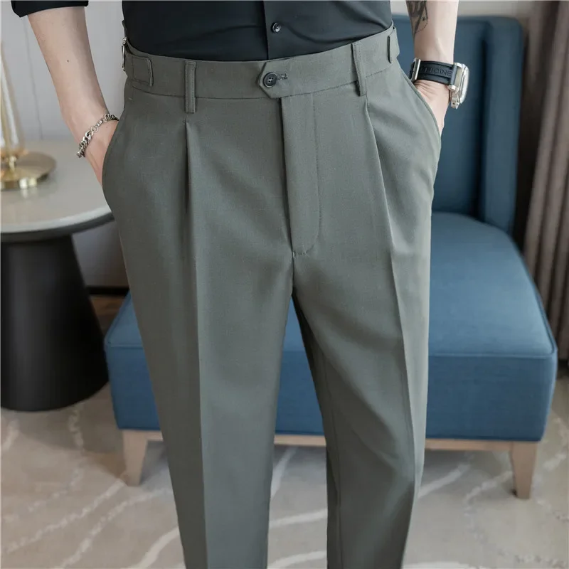 Men Dress Pants Trousers 2024 Autumn New British Style Straight Slim Fit formal Suit Pants Solid Casual Fashion Men Clothin