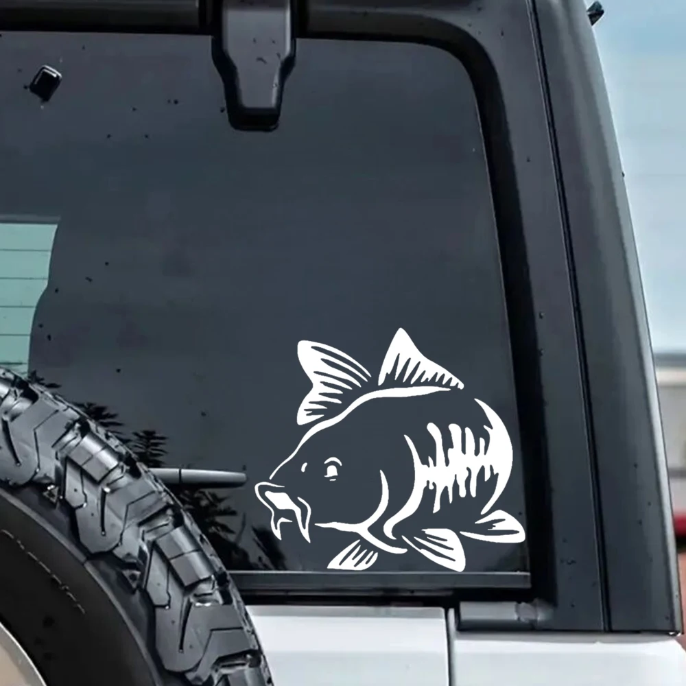 2-Pack 15x13.5cm, Carp Fish Self-Adhesive Vinyl Car Bumper Sticker & Window Decal for Home, Life, and Fishing Theme
