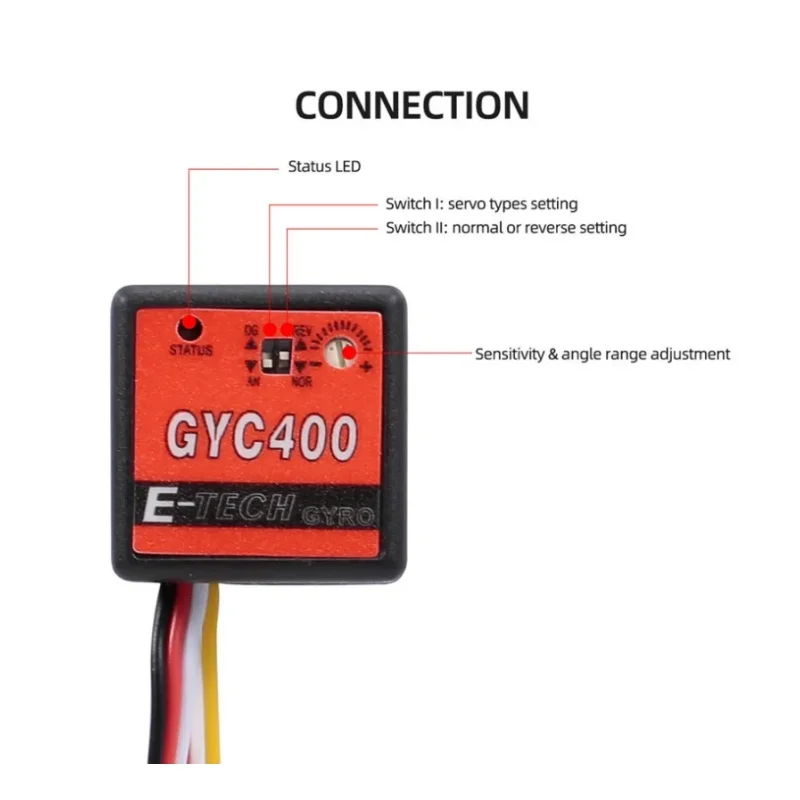 Gyc400 mini kreisel modul servo gyroskop empfindlichkeit einstellbar für rc autos boote drohnen rahmen drift antriebs steuer modell