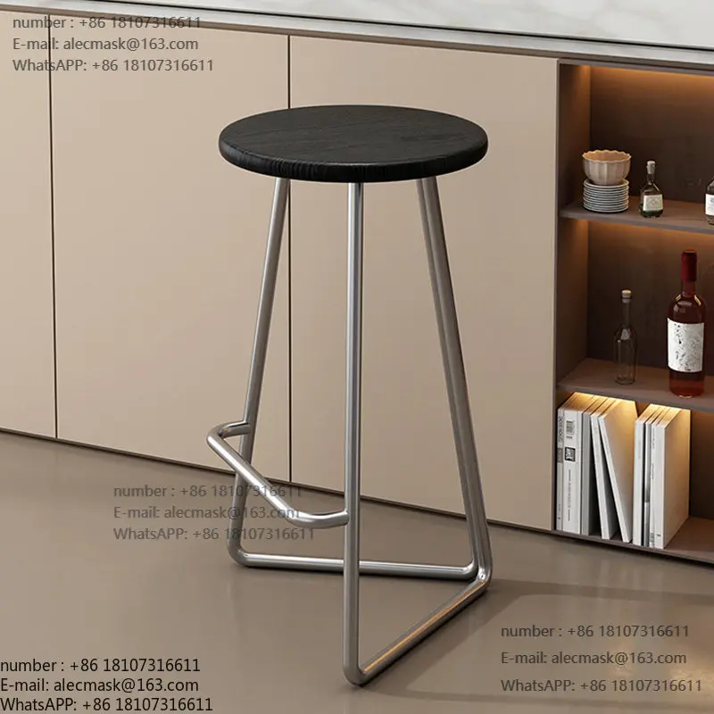 

Nordic Home Designer Bar High Cafe Bar Wood Sitting Surface Bar Chair Wrought Iron Island Table Round