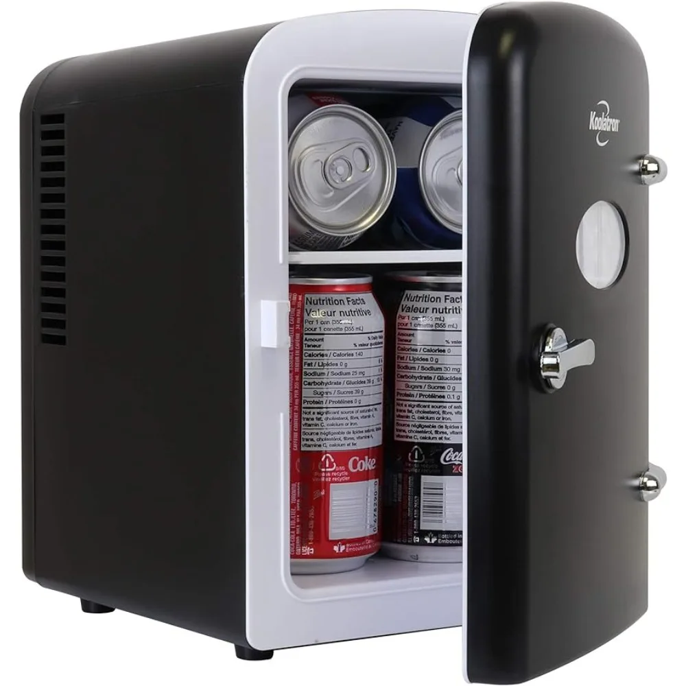 

retro Mini Portable Fridge, 4L Compact Refrigerator for Skincare, Beauty Serum, Face Mask,Includes 12V and AC Cords, Black