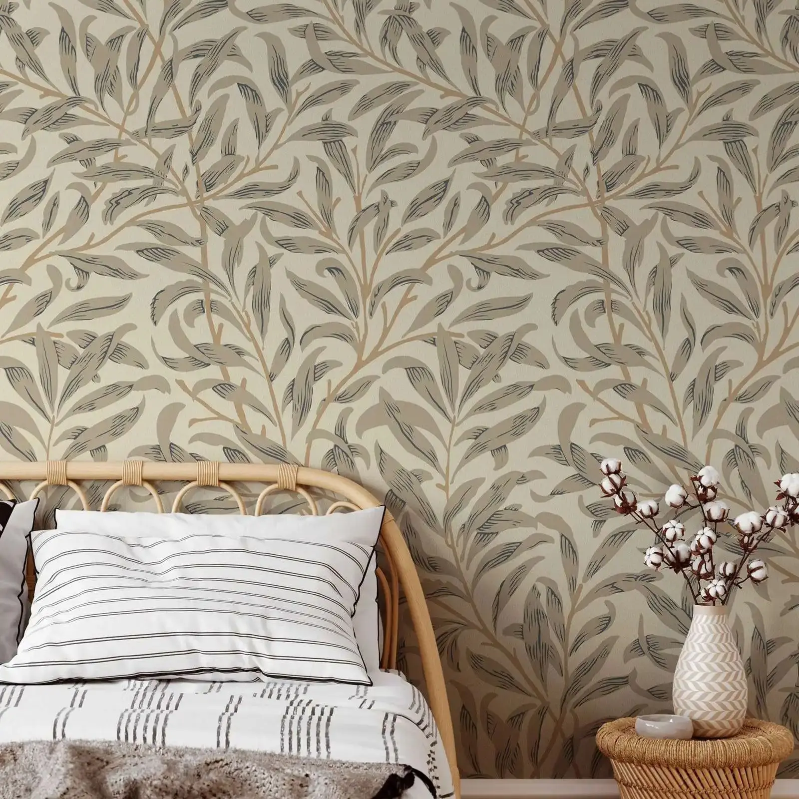 

Vintage Leaves Wallpaper, William Morris Leaf Wall Mural For Living Room Decor,Traditional Non-woven Or Self-adhesive Wall Paper
