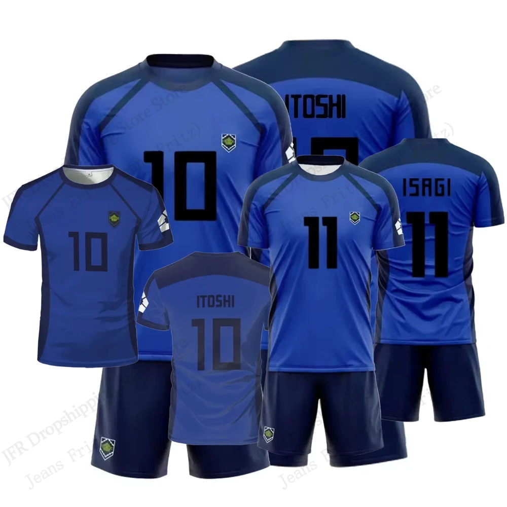 

Новый комплект из джерси Blue Lock Isagi Yoichi Anime Football 3d Print Set Мужская модная футболка + короткий спортивный костюм из 2 предметов для мальчиков