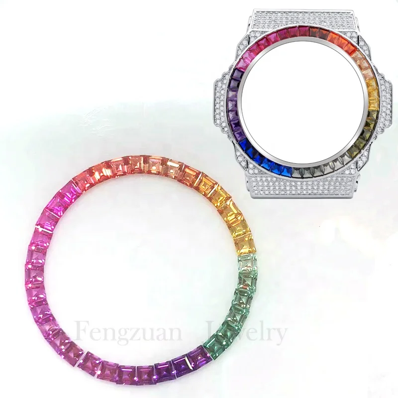 Loose Gemstones Rainbow Sapphire Gemstone Watch Parts Bezel Accessories