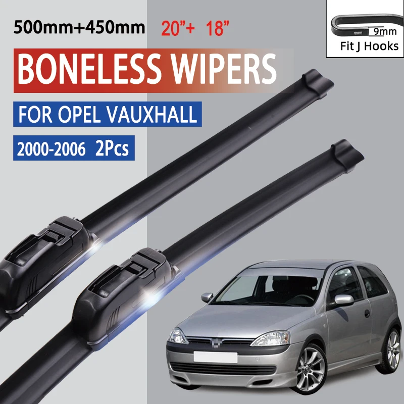 For Opel Vauxhall Corsa C 2000-2006 Car Windshield Wiper U-type Soft Rubber Frameless Bracketless HD Car Wipers 20\