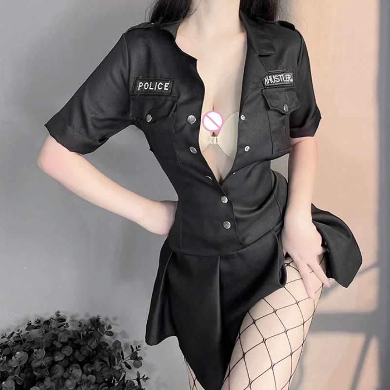 

Женское нижнее белье, экзотические комплекты, домашняя ночная рубашка для сна, платье, чулок, инструктор, полицейский, полицейский, косплей, униформа для ролевых игр