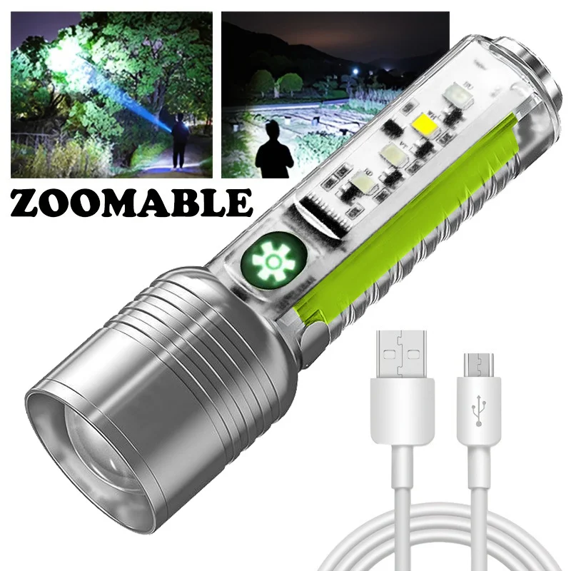 

USB C rechargeable LED flashlight LED Mini keychain light Multi-functional portable flashlight camping light
