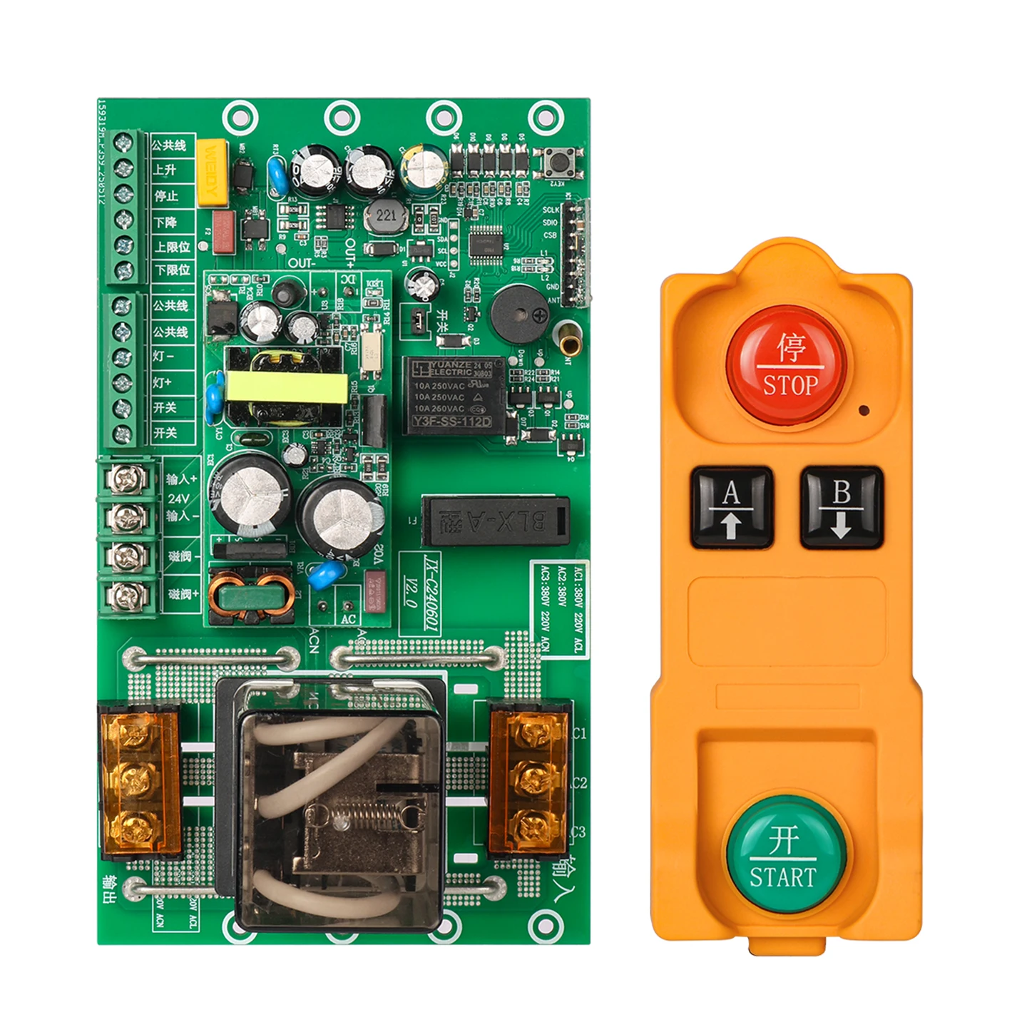 Hydraulic Lift Controller FSK Frequency Hopping V2 Two Key Remote AC85~380V for Hydraulic Lifting Machine