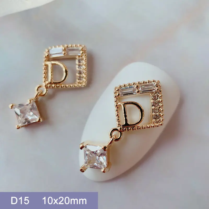 10 sztuk/partia D15 Kawaii 3D litera D cyrkon kryształy kryształ cyrkonie do paznokci elementy do dekoracji biżuterii paznokcie akcesoria Charms