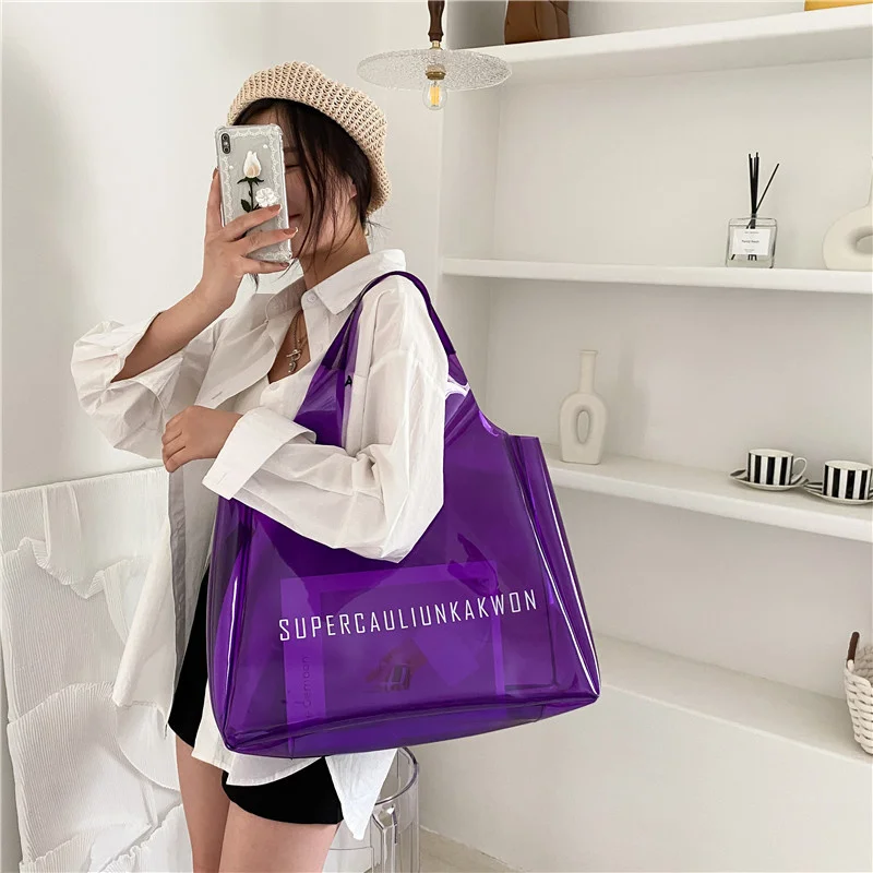 2023 Summer Transparent Jelly Clutch Bag Fashion PVC Women\'s Bag Beach Shoulder Trailer Special Clear Bags For Women Luxury Tote