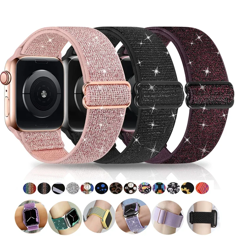 

Нейлоновый ремешок для Apple Watch Band Ultra 2-1 49 мм 41 мм 45 мм 42 мм 40/44 мм Богемный эластичный браслет iWatch Series 9 8 7 6 5 4 3 Se