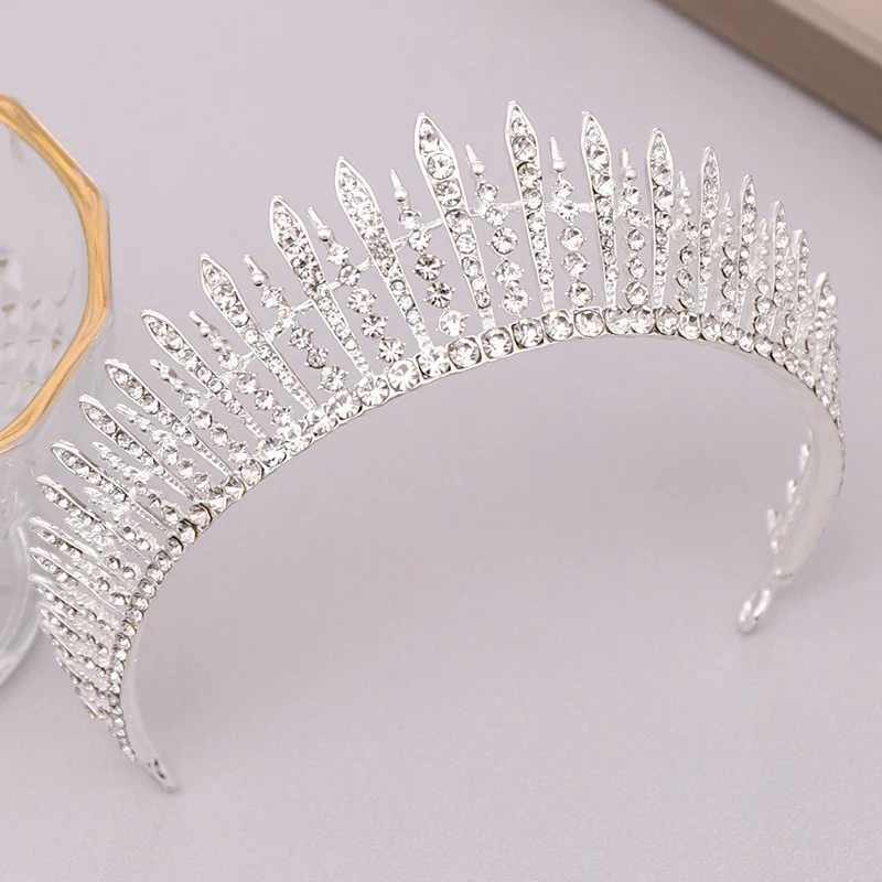 Rose Gold Color Sparkly Crystal Prom Queen Crown And Tiara Headband Baroque Bridal Diadem For Women Girls Wedding Hair Jewelry
